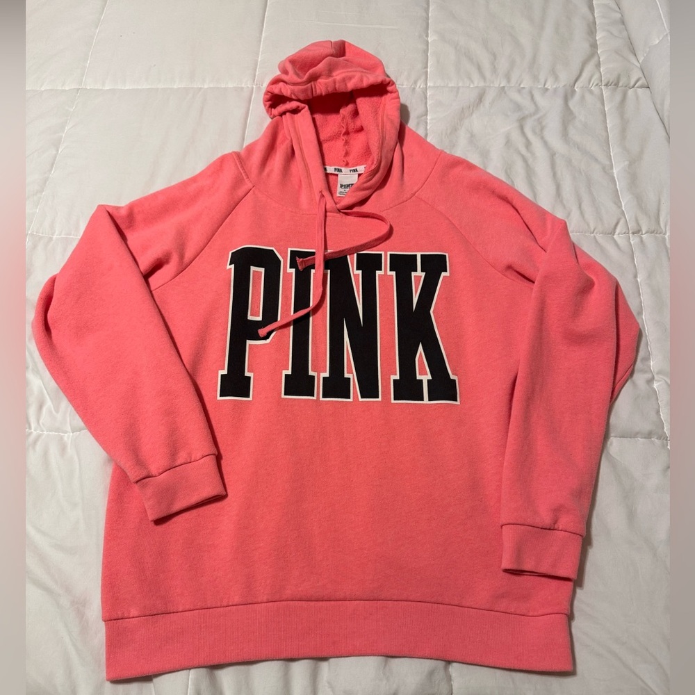 PINK VS coral pink pullover hoodie